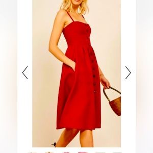 Reformation Tori Linen Dress. Excellent condition! Red. Pockets! Size 2